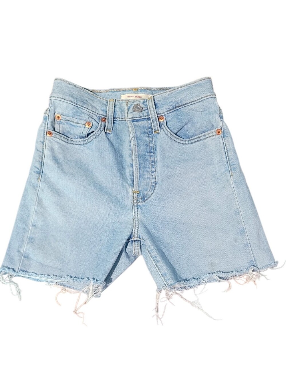 Levi's Wedgie Skinny Cut-Off Denim Shorts Light Blue Size 24